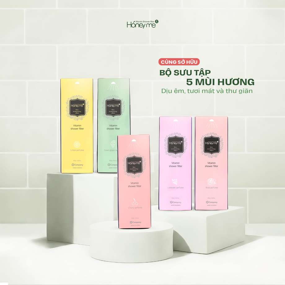 Bộ sưu tập Honeyme năm mùi hương: chanh, nho xanh, cherry, lavender, hoa hồng