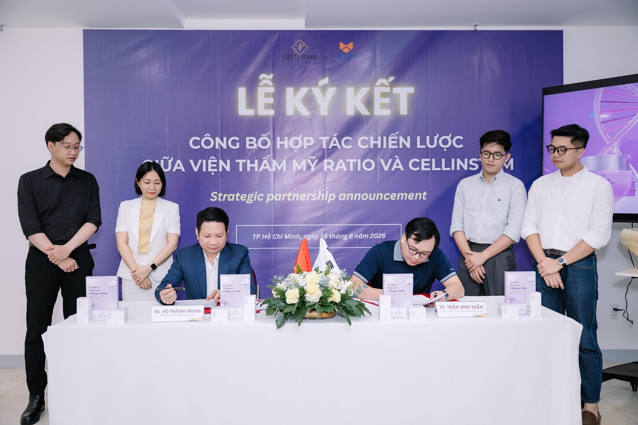 Lễ ký kết hợp tác chiến lược giữa Viện thẩm mỹ Ratio và Cellinstem tại TP. Hồ Chí Minh, ngày 16 tháng 6 năm 2026